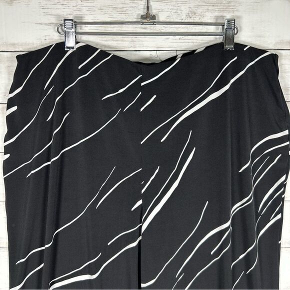 Alfani Black White Linear Print Wide Leg Relaxed Travel Easy-Care Pant 1X - Picture 4 of 7